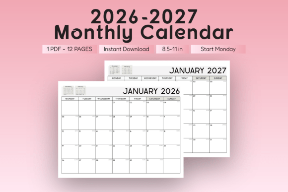 Download 2026–2027 Monthly Planner Landscape (MS) - Monthly planner Collection
