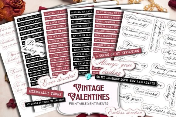 Download Vintage Valentines Printable Sentiments - Valentines printable Collection