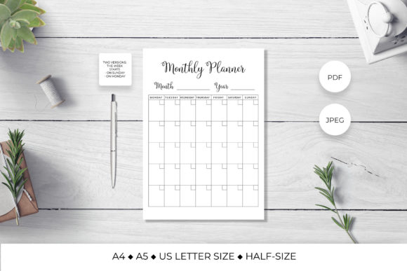 Download Monthly Planner Page Printable - Monthly planner Collection