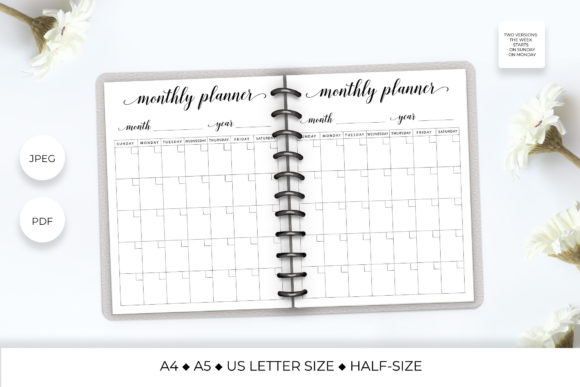Download Monthly Planner Page Printable - Monthly planner Collection
