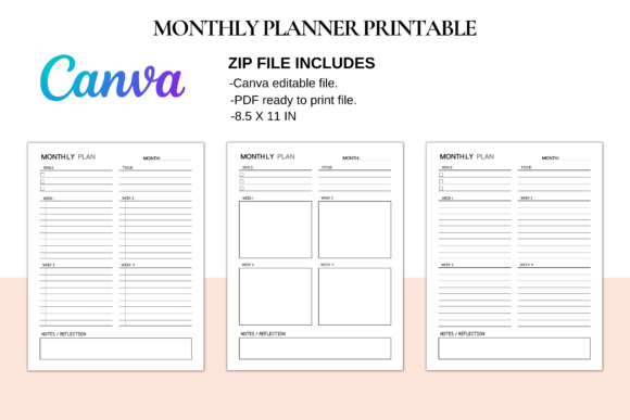 Download Monthly Planner Printable, Goal Planner - Monthly planner Collection